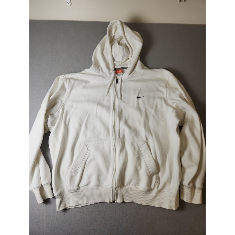 Nike The Athletic Dept Hoodie XxL White Full Zip Up VTG 2000s
